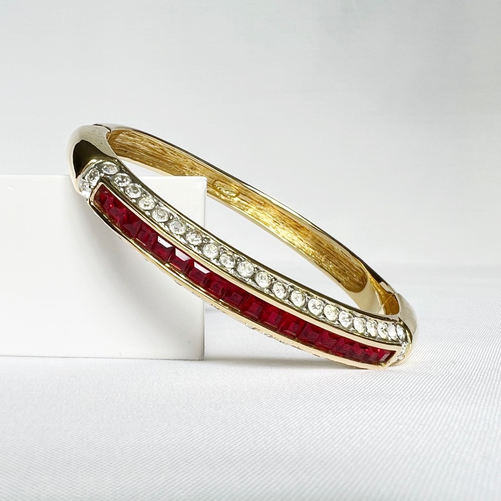 Fancy Ruby Simulated Gemstones & Round White Zirc… - image 2